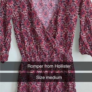 Hollister Red and White V-Neck Long Sleeve Dress